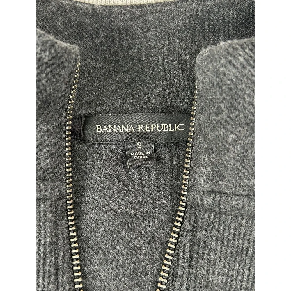 Banana Republic Mens Gray 1/4 Zip Textured Pullover Sweater Size S